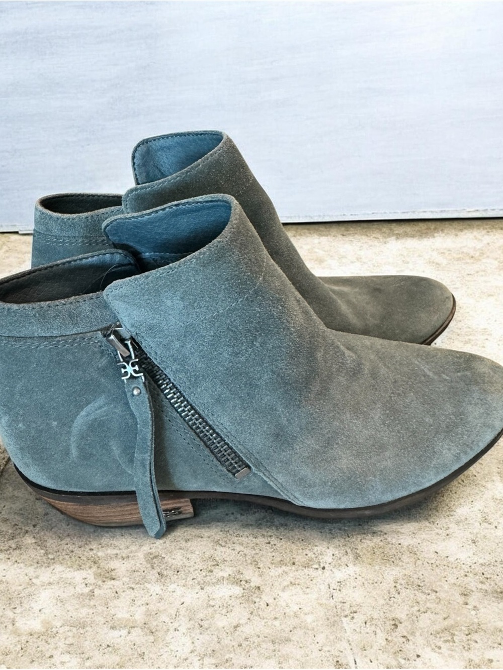 Sam Edelman Packer Ankle Boots Grey Iris Women's Size 8.5 Leather Booties